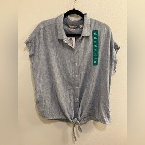 Weatherproof Vintage Linen Tie Front Top size XL.